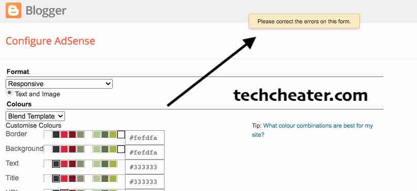 Please correct the errors on this form - Blogger Adsense Issue & Solution