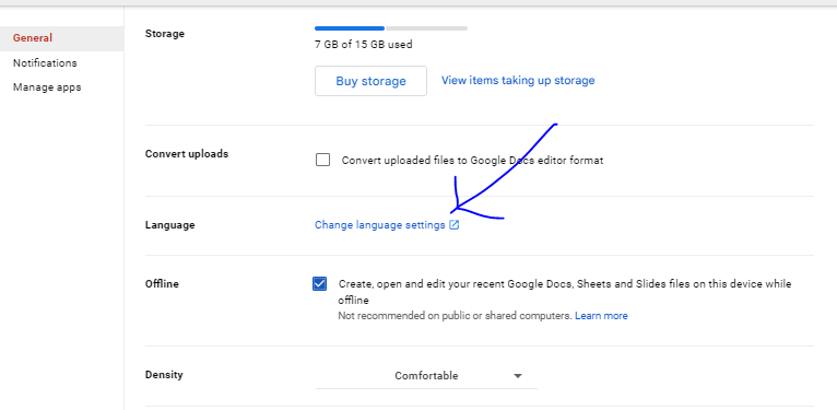 How to change language on Google Drive